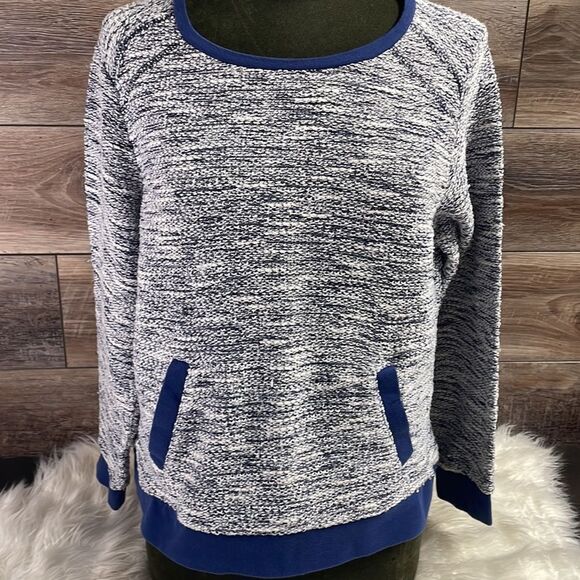 Cathy Daniels Pullover Sweater, Size Large, Navy Blue and White - Picture 2 of 6